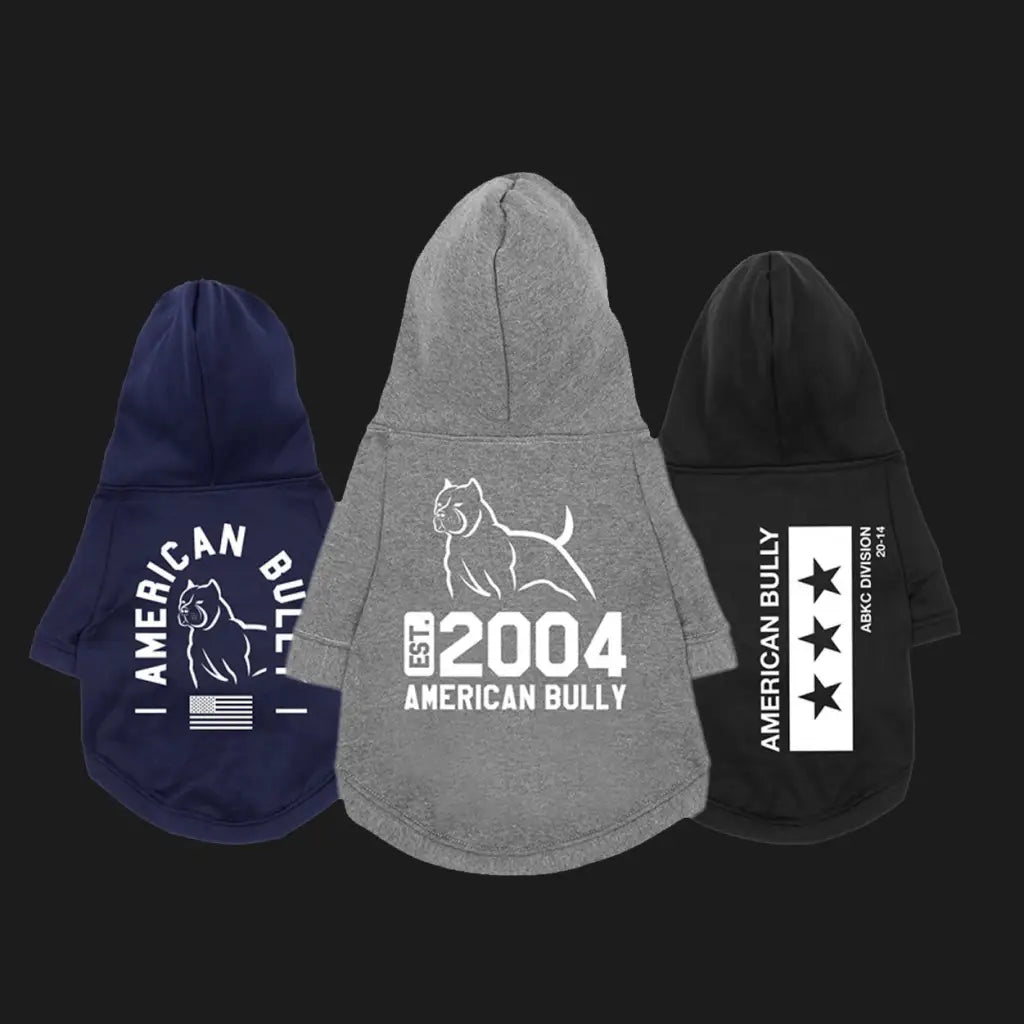 American Bully Pitbull Dog 2004 Established Hoodie Sweatshirt & Tee Shirt Top Clothing, Navy Blue, Grey, Teal & Black