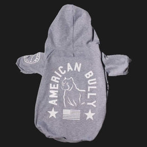 American Bully Pitbull Dog Flag Hoodie Sweatshirt Top Clothing, Grey