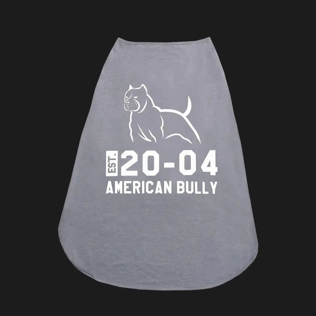 Grey American Bully Pitbull Dog Tee Shirt Top, Pet Clothing